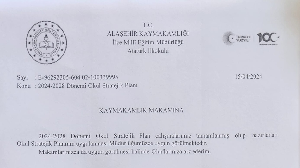 Atatürk İlkokulu 2024-2028 Stratejik Planı Onaylandı
